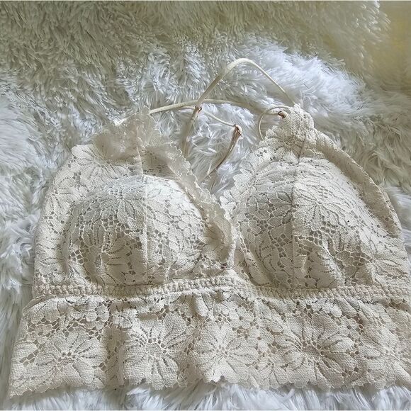 Pink by Victoria's Secret Ivory Crossback Bralette Size S/DD - Picture 1 of 6